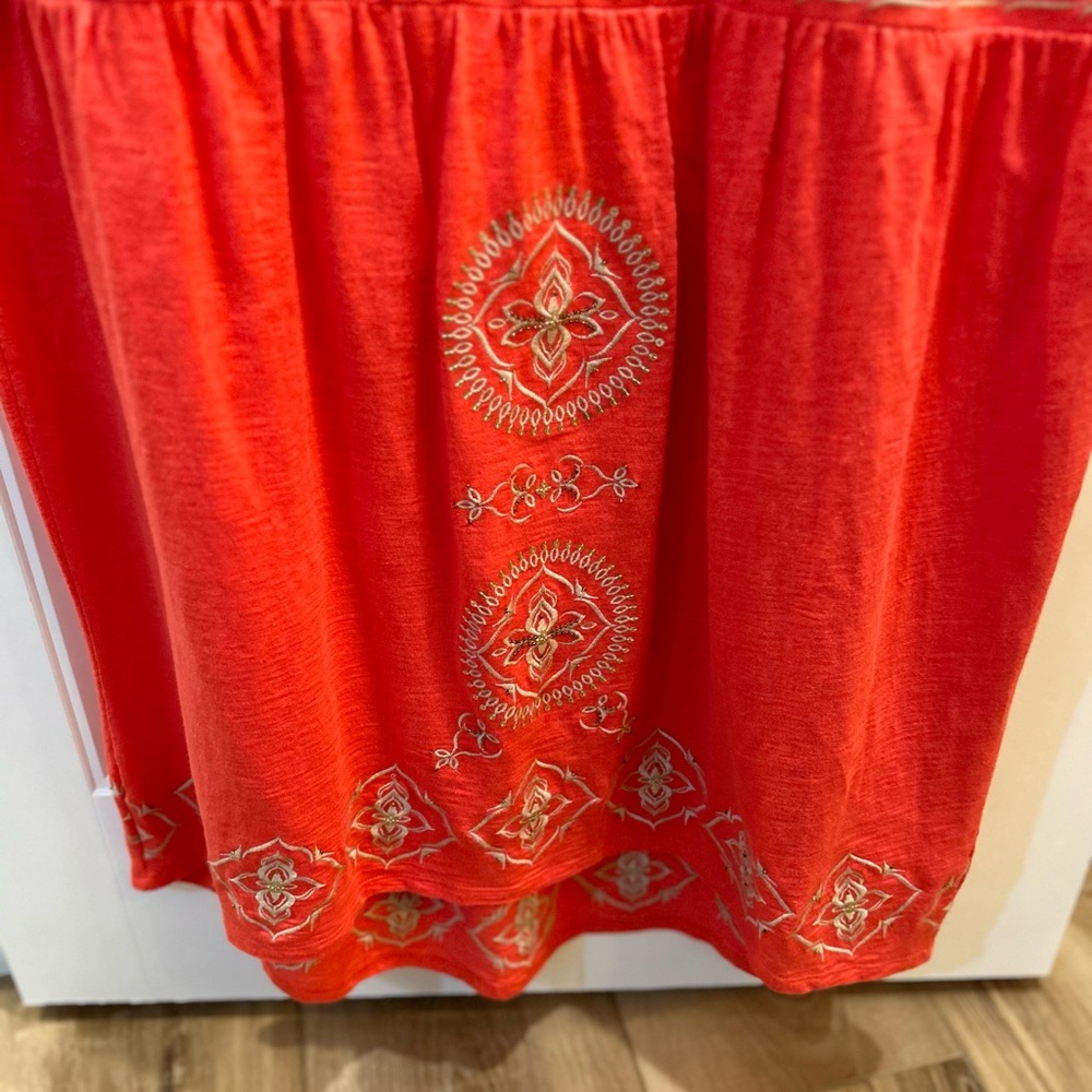 J Jill Embroidered Beaded Sequin Maxi Coral Dress Size M - Picture 7 of 11
